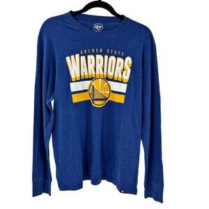 47 Golden State Warriors NBA Royal Blue Long Sleeve Tee Shirt Size Medium